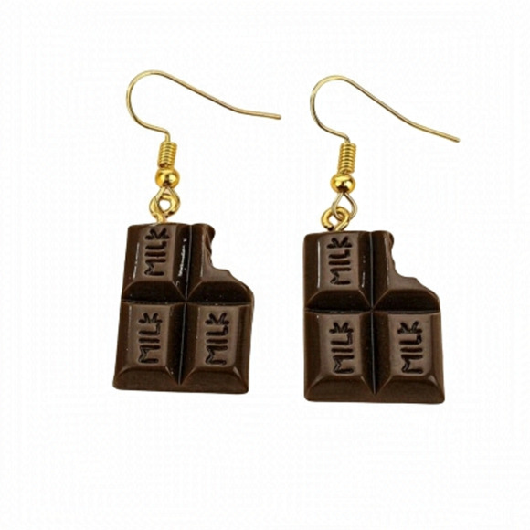 Chocolate Bar Theme Resin Earrings, 1.5-inch - Picture 3 of 3